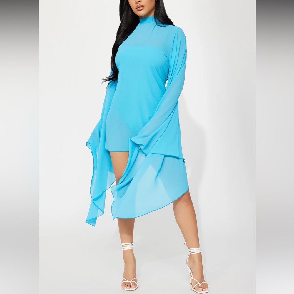 Over It Mesh Mini Dress - Turquoise